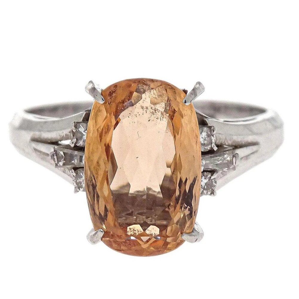 Ring Pt900 Imperial Topaz Diamond #51 Jewelry 155830